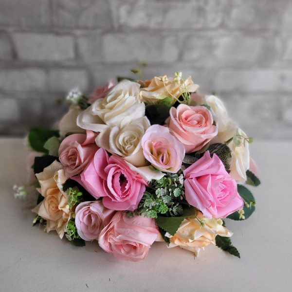Alugue Arranjo de Flor Artificial Mesclado M - Branco, Champanhe e Rosa