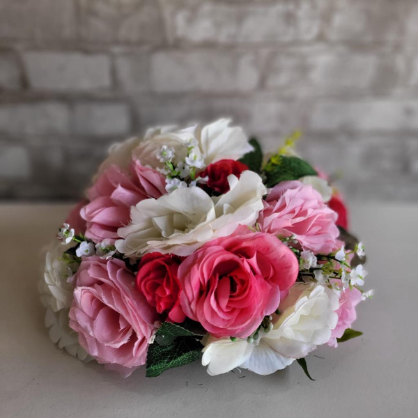 Alugue Arranjo de Flor Artificial Mesclado M - Branco e Rosa Bebê