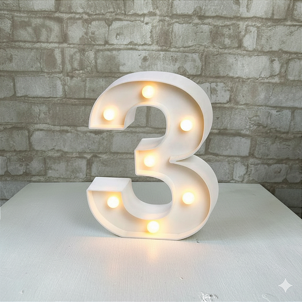 Alugue Número 3 de Mesa em LED (Pilhas não inclusa)