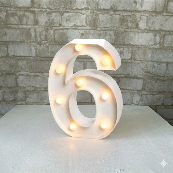 Alugue Número 6 de Mesa em LED (Pilhas não inclusa)