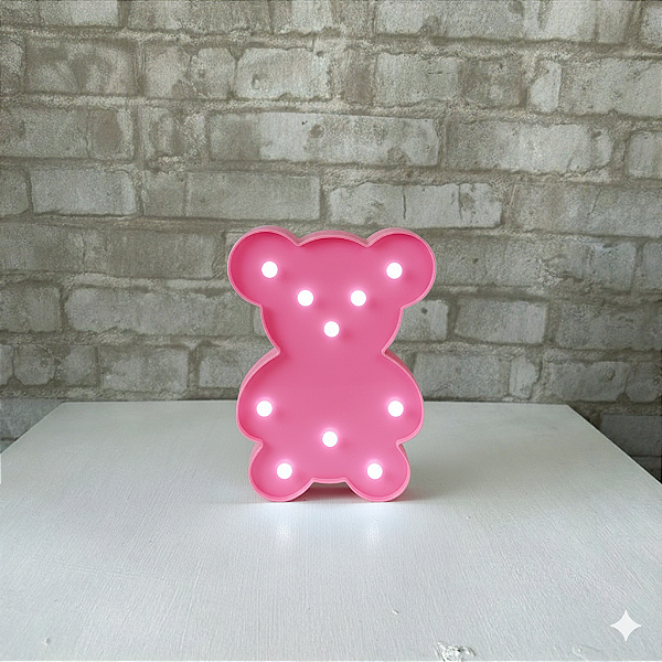 Alugue Ursinho de LED Rosa Lúminaria (Pilhas não inclusa)