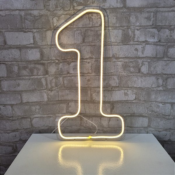 Alugue Número 1 de Chão em LED Acrílico Branco Quente