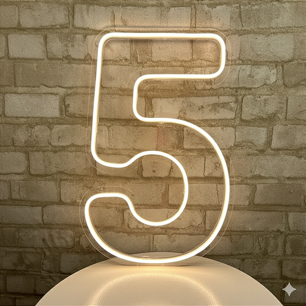 Alugue Número 5 de Chão em LED Acrílico Branco Quente