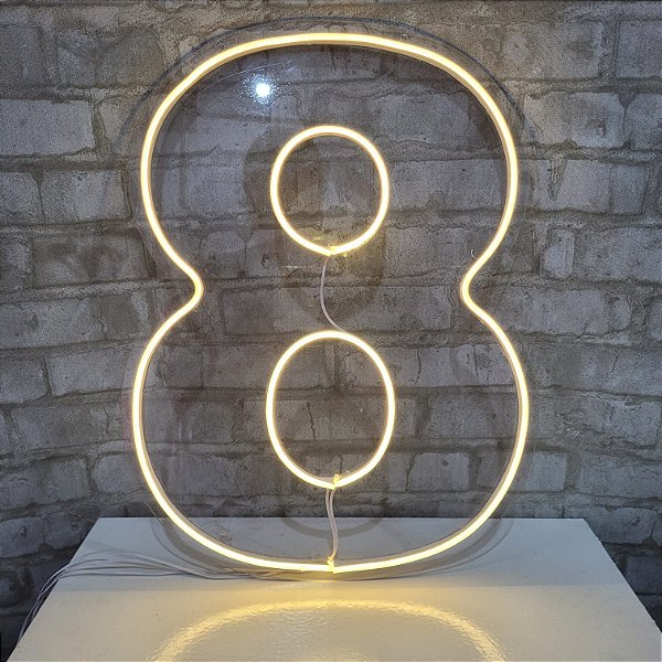 Alugue Número 8 de Chão em LED Acrílico Branco Quente