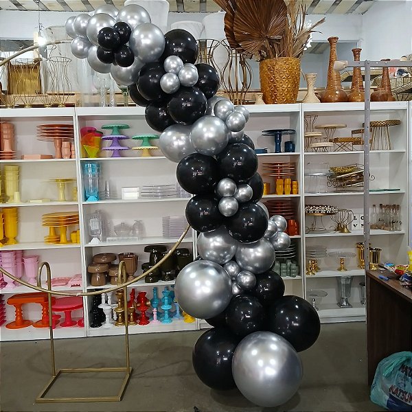 Compre Balão Para Festa Decoração 3 Metros Preto com Prata ( Cores Metalizadas )