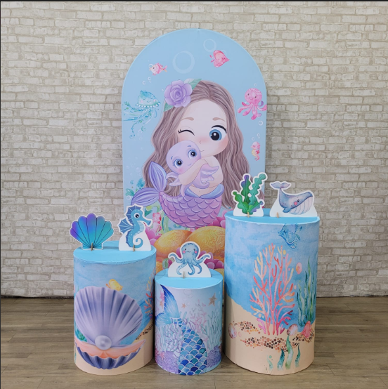 Alugue Tema Para Festa Decoração Sereia Tecido ( Modelo 3 )