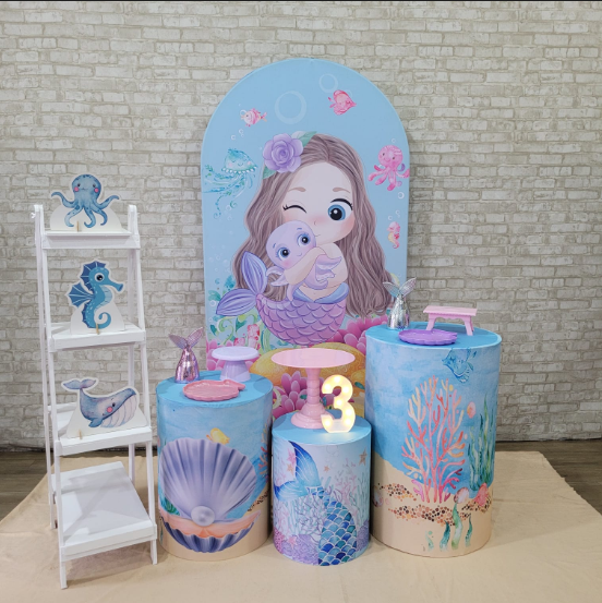 Alugue Tema Para Festa Decoração Sereia Tecido ( Modelo 4 )