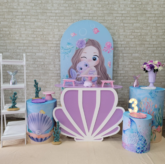 Alugue Tema Para Festa Decoração Sereia Tecido ( Modelo 5 )