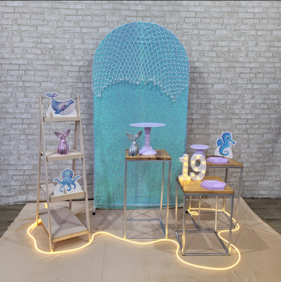 Alugue Tema Para Festa Decoração Sereia Tecido ( Modelo 7 )