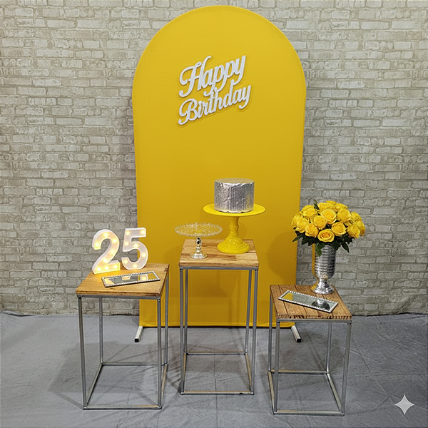 Alugue Tema Para Festa Decoração Happy Amarelo Tecido ( Modelo 2 )