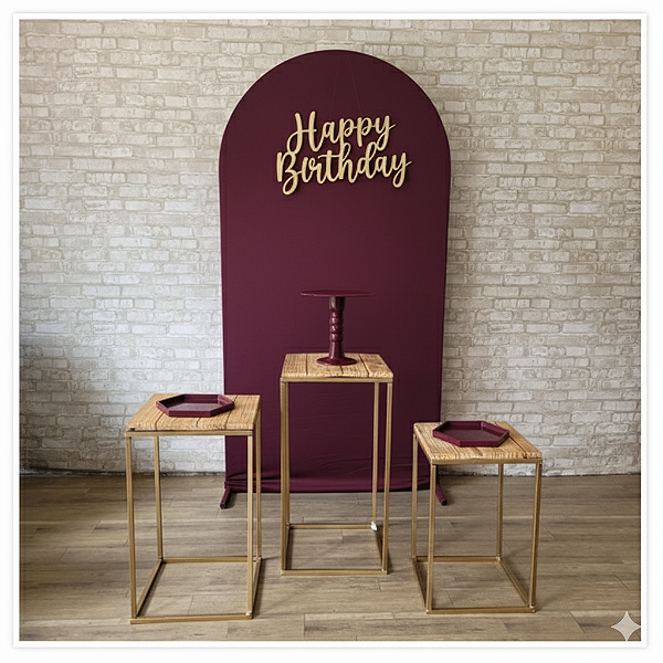 Alugue Tema Para Festa Decoração Happy Vinho Tecido ( Modelo 1 )