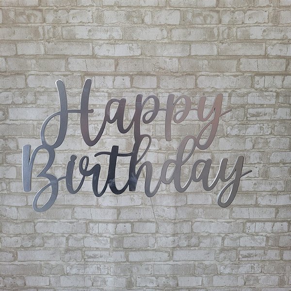 Alugue Elipse Happy Birthday de MDF - Prata