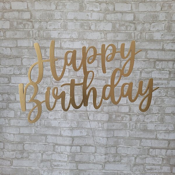 Alugue Elipse Happy Birthday de MDF - Dourado