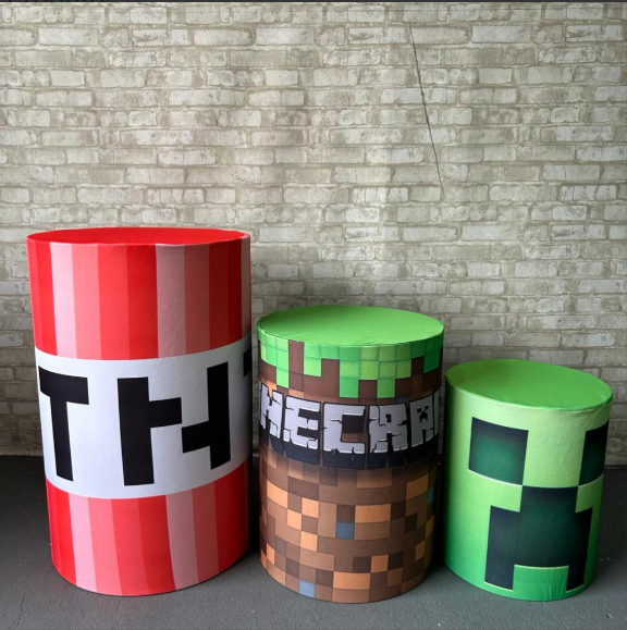 Alugue Trio de Cilindros e as Capas do Tema - Minecraft