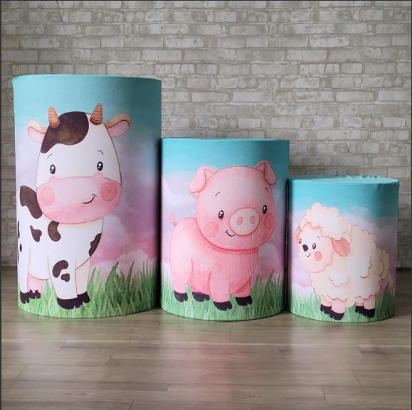 Alugue Trio de Cilindros e as Capas do Tema - Fazendinha Rosa