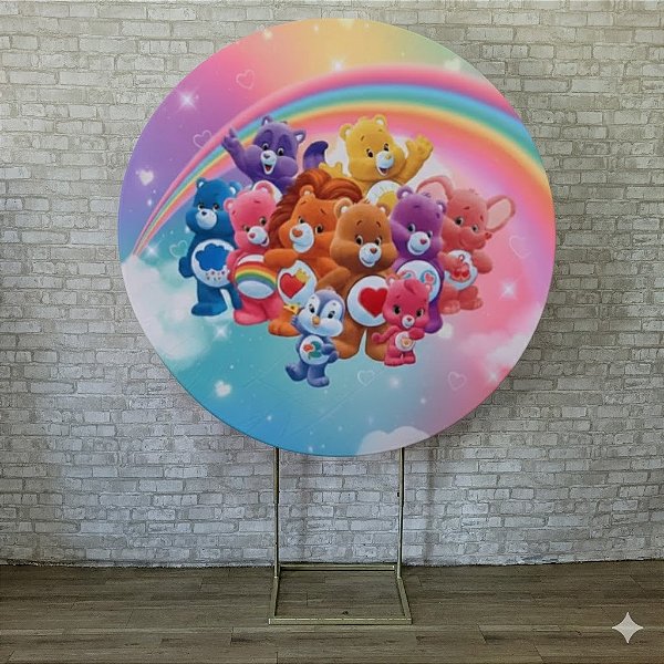 Alugue Estrutura Painel Redondo e a Capa de Tecido do Tema - Ursinhos Carinhosos
