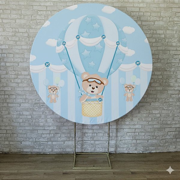 Alugue Estrutura Painel Redondo e a Capa de Tecido do Tema - Ursinho Baloeiro