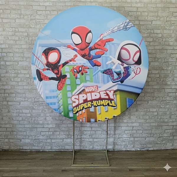 Alugue Estrutura Painel Redondo e a Capa de Tecido do Tema - Spidey