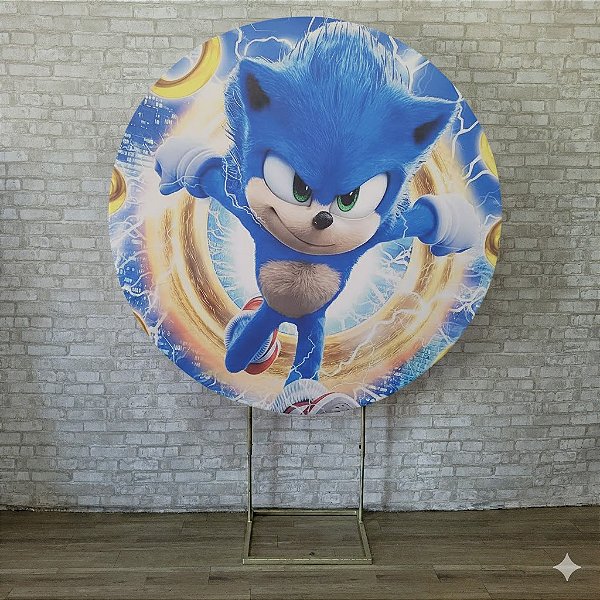 Alugue Estrutura Painel Redondo e a Capa de Tecido do Tema - Sonic