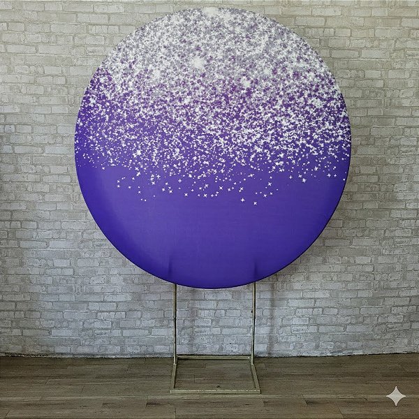 Alugue Estrutura Painel Redondo e a Capa de Tecido do Tema - Glitter Roxo