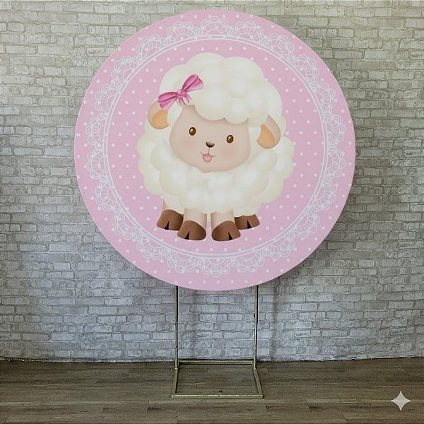 Alugue Estrutura Painel Redondo e a Capa de Tecido do Tema - Ovelhinha