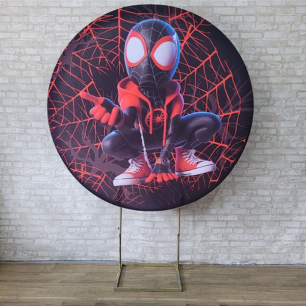 Alugue Estrutura Painel Redondo e a Capa de Tecido do Tema - Miles Morales