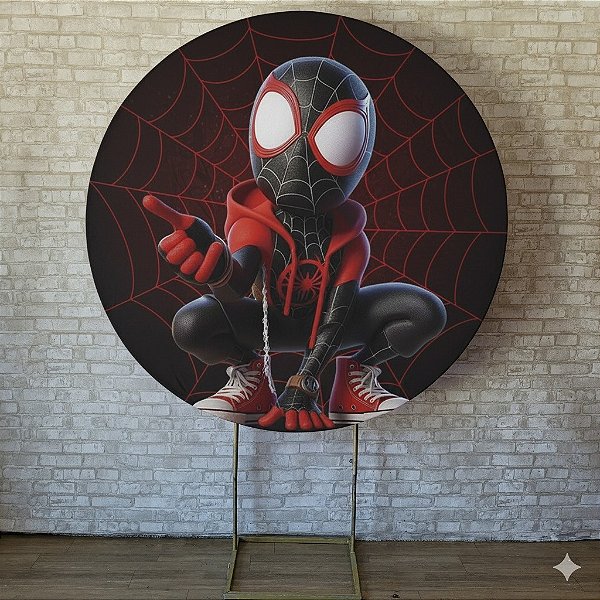 Alugue Estrutura Painel Redondo e a Capa de Tecido do Tema - Miles Morales