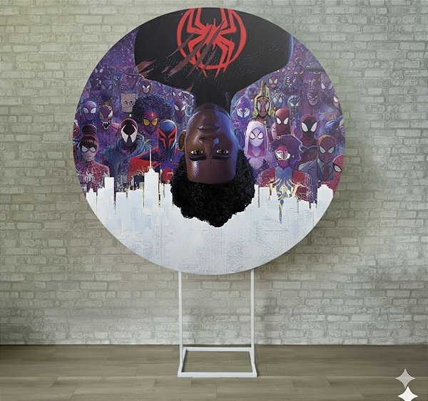 Alugue Estrutura Painel Redondo e a Capa de Tecido do Tema - Miles Morales