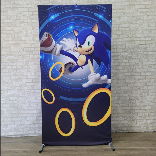 Alugue Estrutura Painel Retangular e a Capa de Tecido do Tema - Sonic