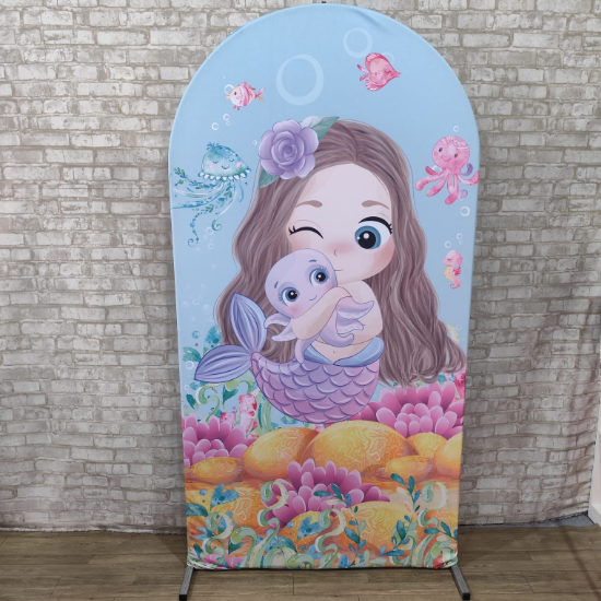 Alugue Estrutura Painel Romano e a Capa de Tecido do Tema - Sereia