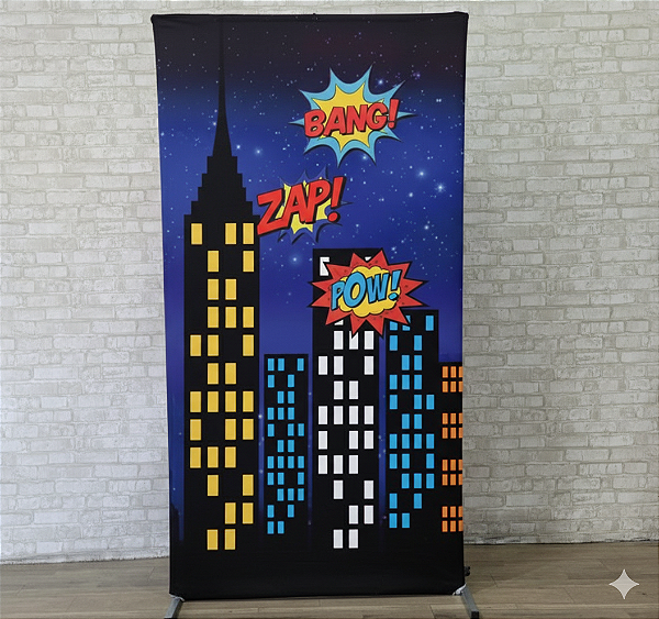 Alugue Estrutura Painel Retangular e a Capa de Tecido do Tema - Heróis