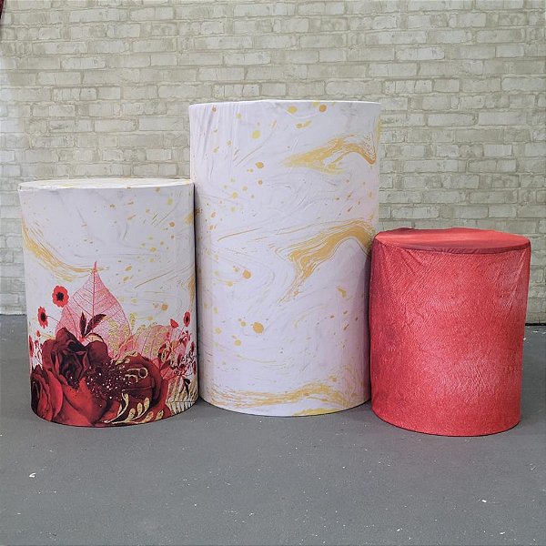 Alugue Trio de Cilindros e as Capas do Tema - Flores Vermelho