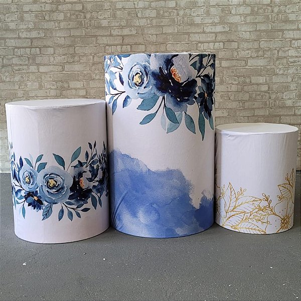 Alugue Trio de Cilindros e as Capas do Tema - Flores Azul