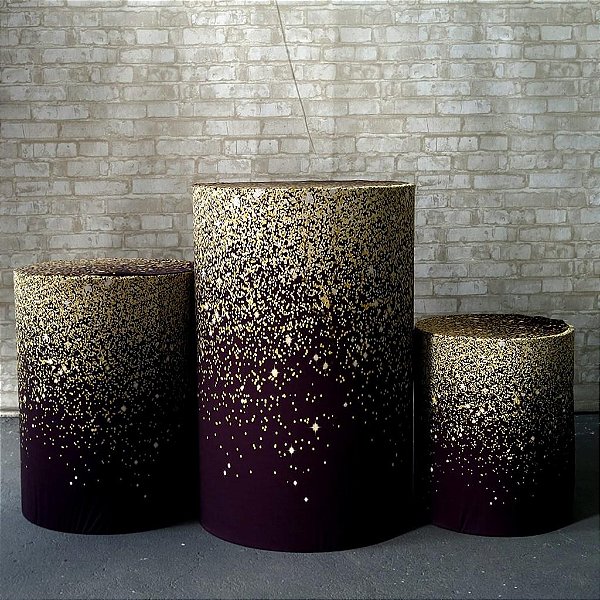 Alugue Trio de Cilindros e as Capas do Tema - Glitter Dourado