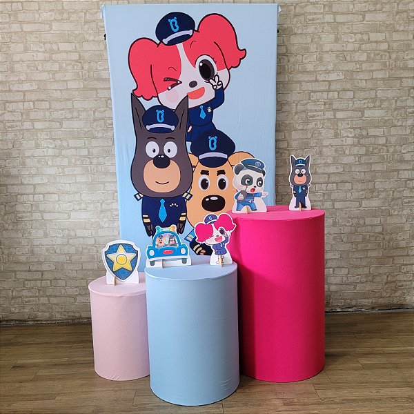 Alugue Tema Para Festa Decoração Detetive Labrador Tecido ( Modelo 1 )