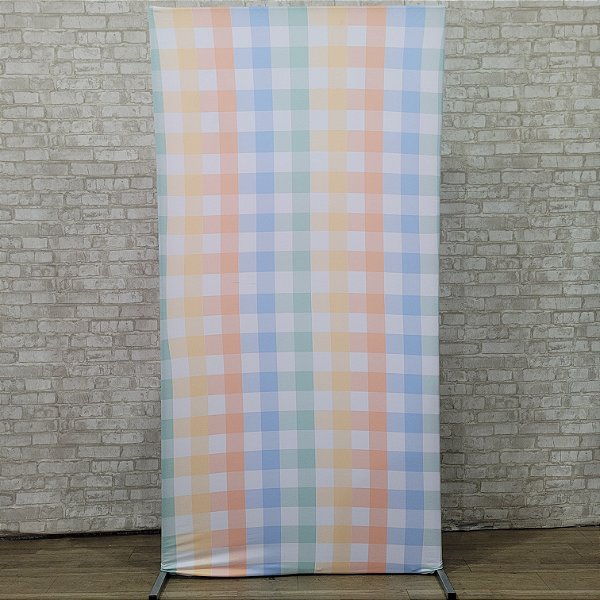 Alugue Estrutura Painel Retangular e a Capa de Tecido do Tema - Arco-Íris Xadrez