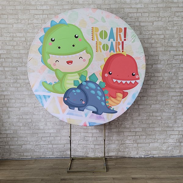 Alugue Estrutura Painel Redondo e a Capa de Tecido do Tema - Dino Baby