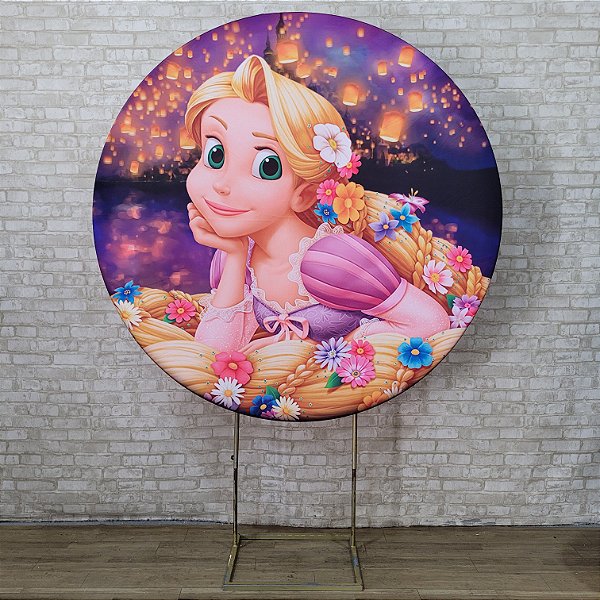 Alugue Estrutura Painel Redondo e a Capa de Tecido do Tema - Enrolados