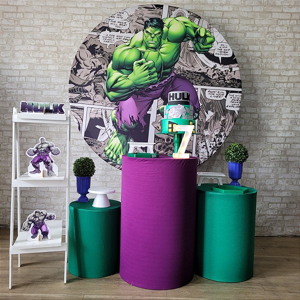 Alugue Tema Para Festa Decoração Hulk Vingadores Tecido ( Modelo 3 )