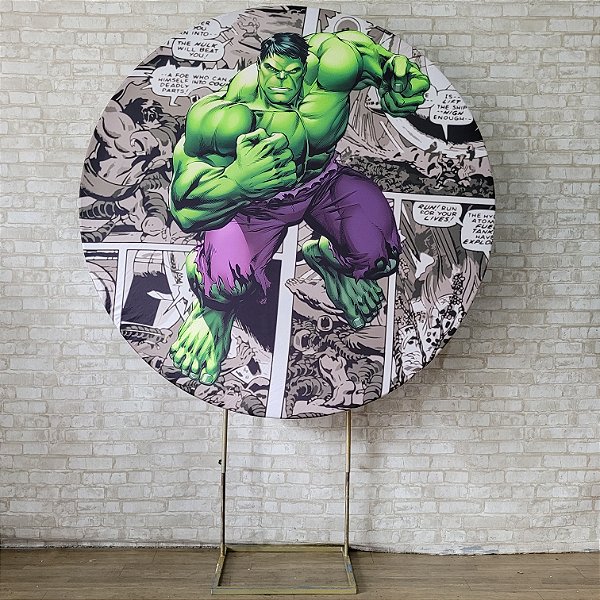 Alugue Estrutura Painel Redondo e a Capa de Tecido do Tema - Hulk
