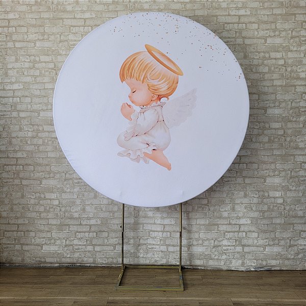 Alugue Estrutura Painel Redondo e a Capa de Tecido do Tema - Batizado