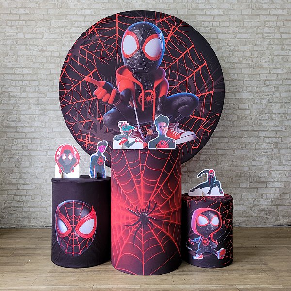 Alugue Tema Para Festa Decoração Miles Morales Tecido ( Modelo 1 )