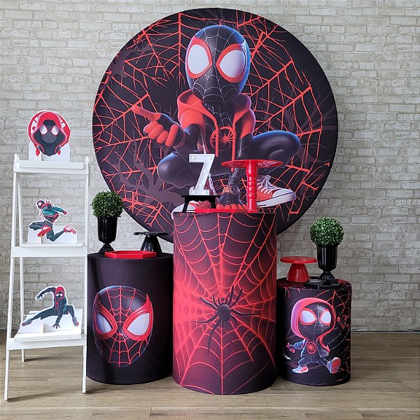 Alugue Tema Para Festa Decoração Miles Morales Tecido ( Modelo 2 )