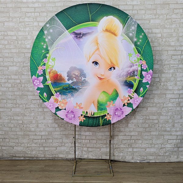 Alugue Estrutura Painel Redondo e a Capa de Tecido do Tema - Tinker Bell