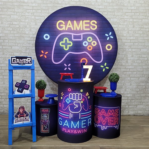 Alugue Tema Para Festa Decoração Video Game Tecido ( Modelo 2 )
