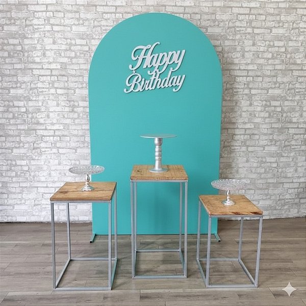 Alugue Tema Para Festa Decoração Happy Tiffany Tecido ( Modelo 1 )