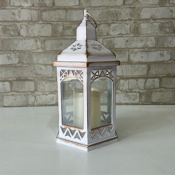 Alugue Lamparina Castiçal com Vela Eletrônica - Branco