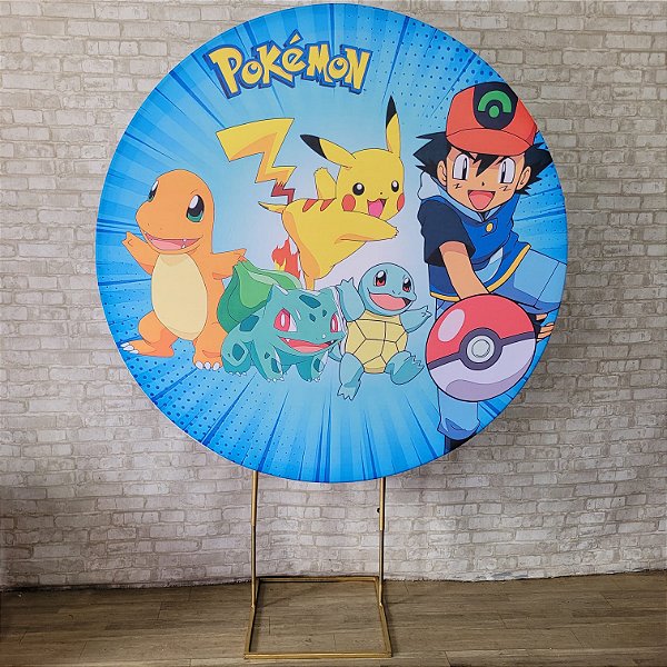 Alugue Estrutura Painel Redondo e a Capa de Tecido do Tema - Pokémon