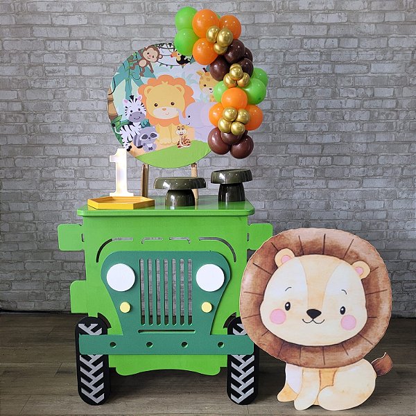Alugue Tema Para Festa na Mesa Decoração Safari ( Modelo 3 ) - Acompanha Balão