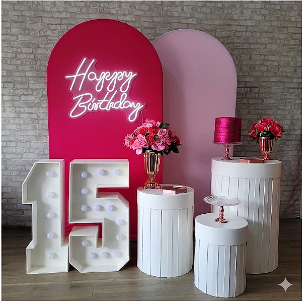 Alugue Tema Para Festa Decoração Tons de rosa Tecido